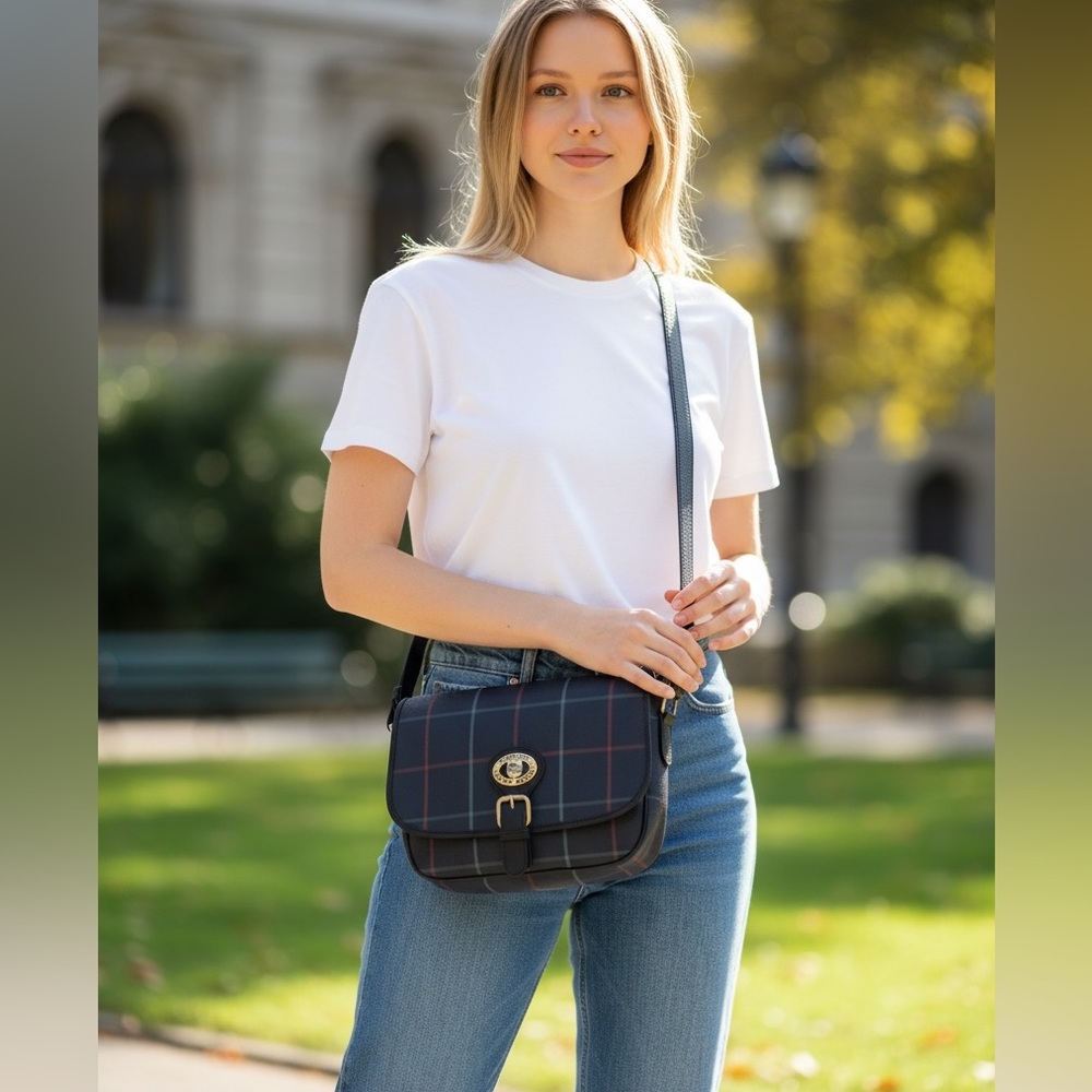 Burberry Black and Red Plaid Crossbody Bag